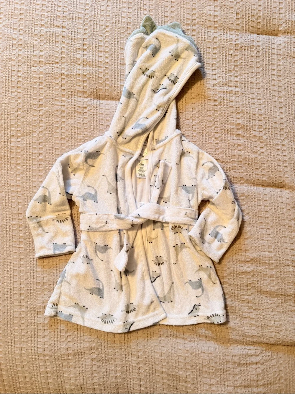 Set of Cozy Hooded Kids Pajama Robes - Light Gray/Cream/Blue